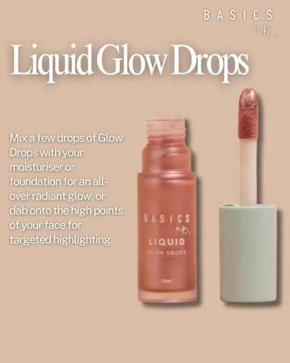 Basics by B Liquid Glow Drops – Radiant Highlighting Drops with Wand Applicator, Marbella • Tulum • Miami Shades for Effortless Glow