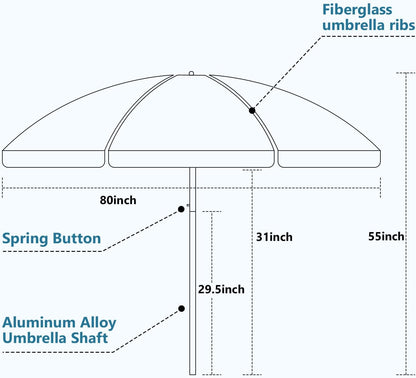 Floating Pool Umbrella, Polyester Fabric Uv-Resistant Outdoor Sunshade Umbrella for inside of Pool, Portable Floating Table with Beverage Rack, Rust-Resistant Aluminum Alloy Shaft for Manual Instant Assembly, Suitable for Swimming Pools, Beaches, and Outdoor Lakes