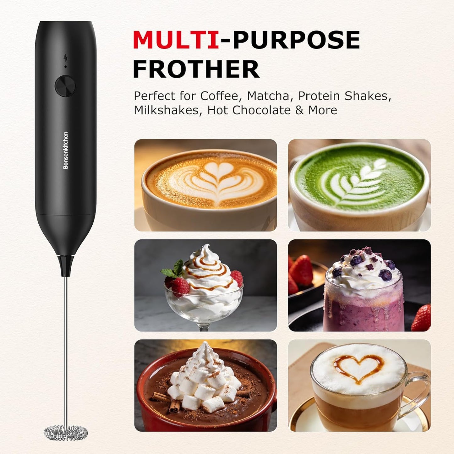 Electric Milk Frother, Automatic Foam Maker for Coffee, Lattes, Cappuccino, Hot Chocolate, Perfect Gift for Coffee Lovers