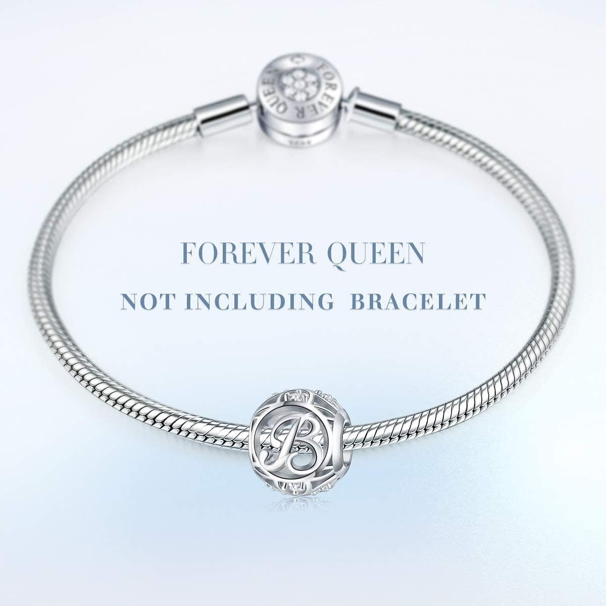 Letter Charm Initial A-Z Alphabet Charm Dangle Charm for Bracelet Necklace 925 Sterling Silver CZ Beads Charm Personalized Gift Jewelry