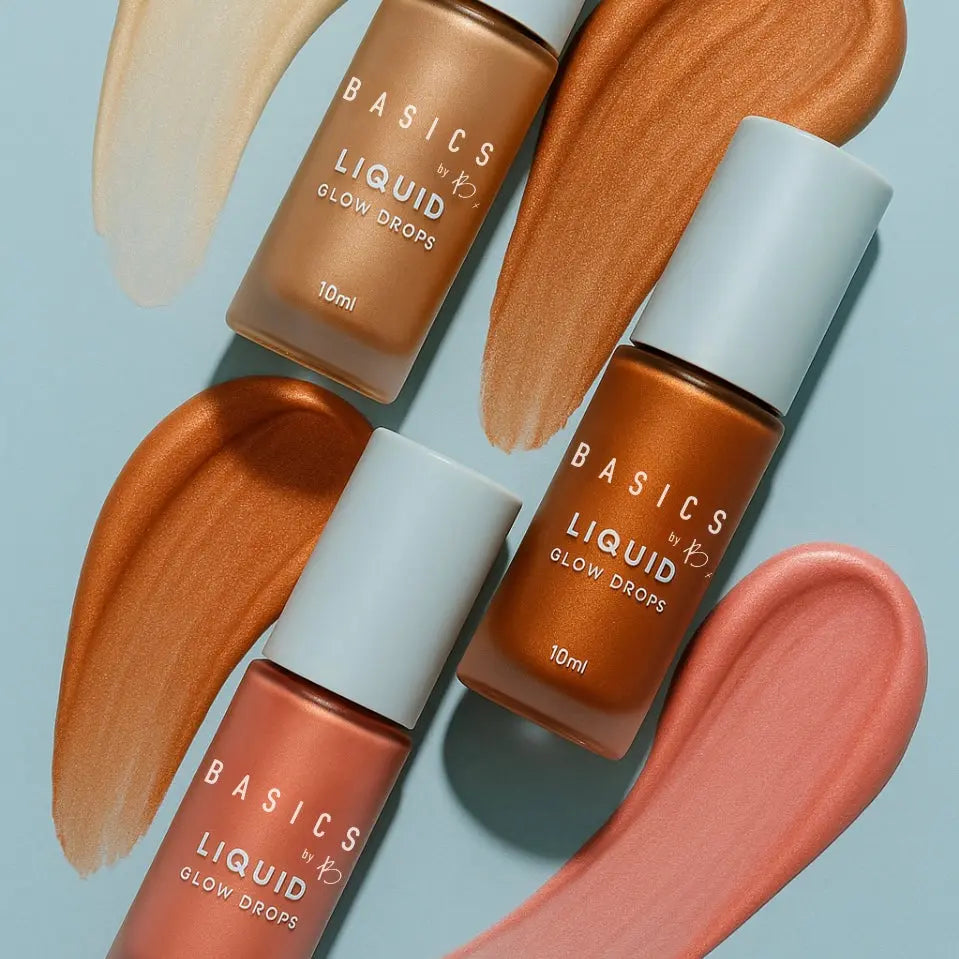 Basics by B Liquid Glow Drops – Radiant Highlighting Drops with Wand Applicator, Marbella • Tulum • Miami Shades for Effortless Glow