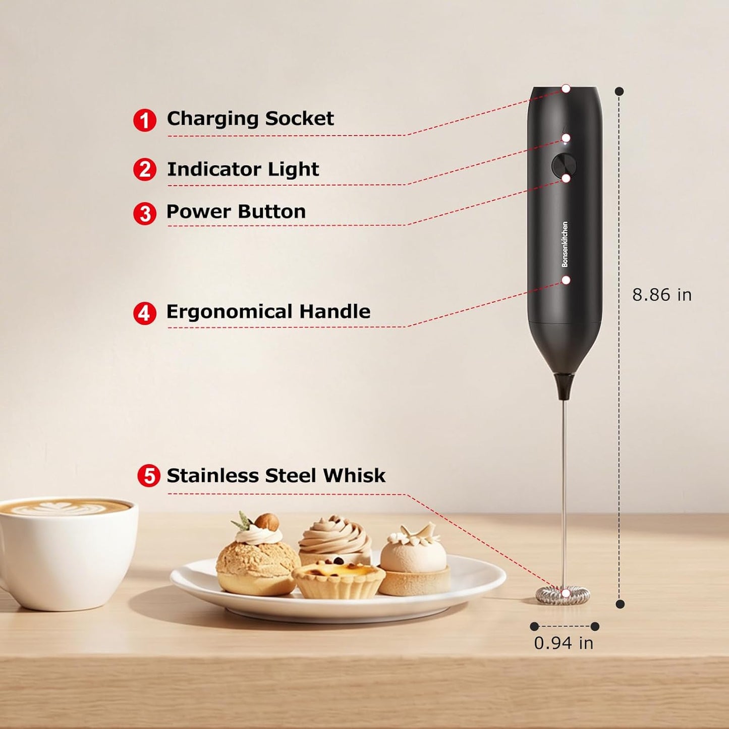 Electric Milk Frother, Automatic Foam Maker for Coffee, Lattes, Cappuccino, Hot Chocolate, Perfect Gift for Coffee Lovers